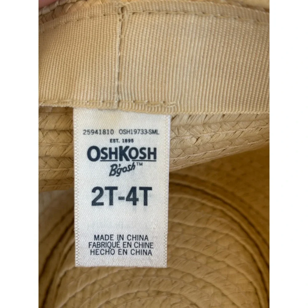OshKosh B'gosh Toddler Boys Straw Fedora Hat Tan Navy 2T-4T‎ OSH19733-SML